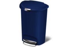 simplehuman 50 Litre Plastic Semi Round Pedal Bin - Blue